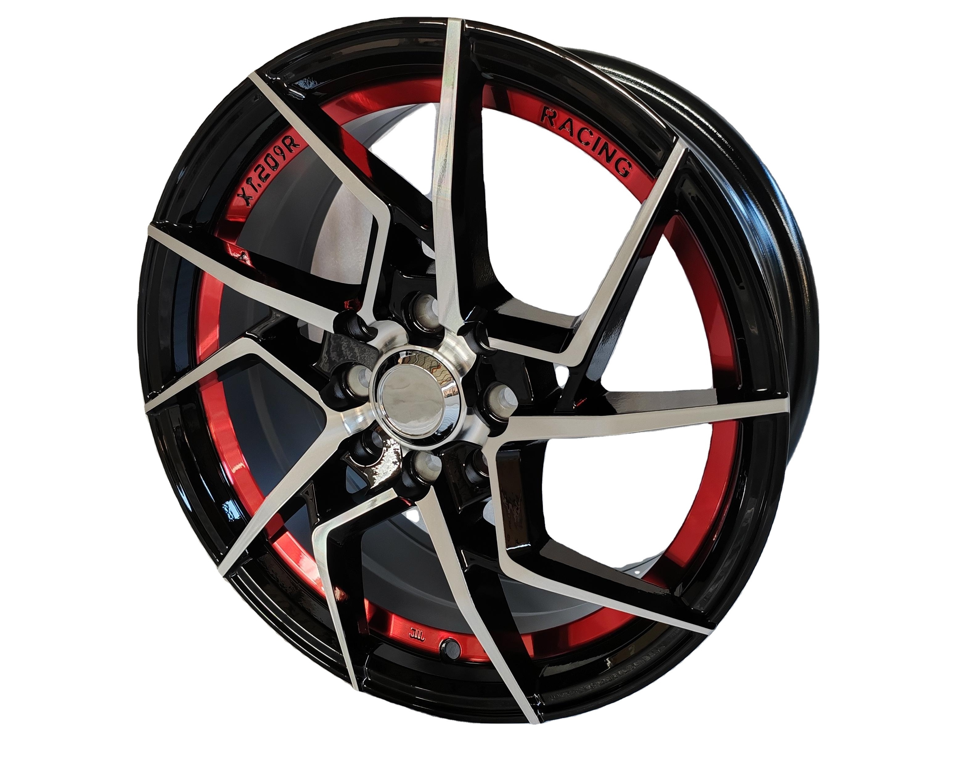 15inch Popular 4*100/114.3 Racing Aluminium  Alloy Rims with Red inner ring R15x6.5 inch Mags Wholesale Huge Stock Alloy Wheels