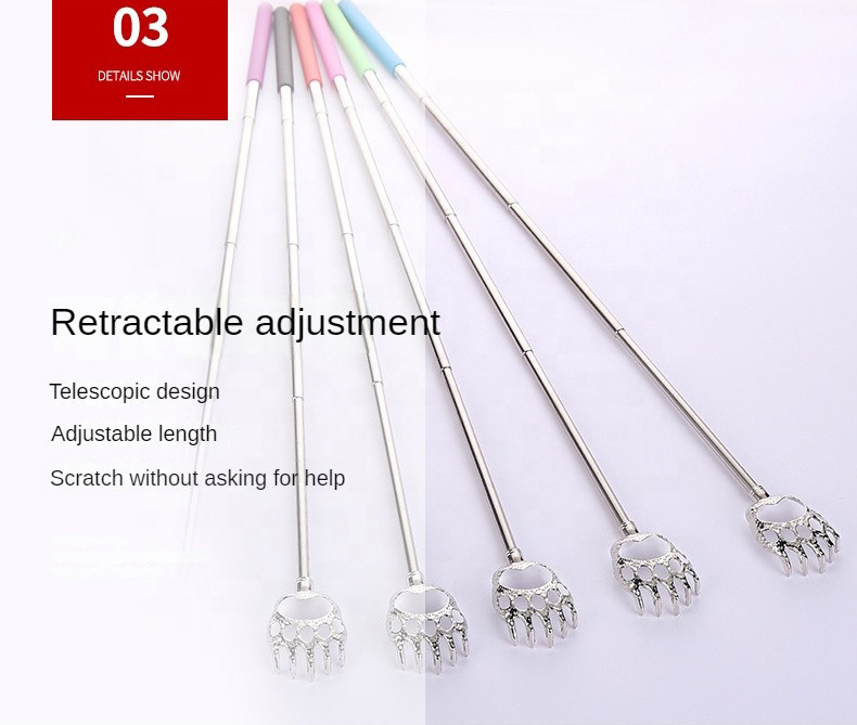 Portable Extendable Telescopic Bear Claws Metal Back Scratchers/Hand Massager/Backslap with Rubber Handles