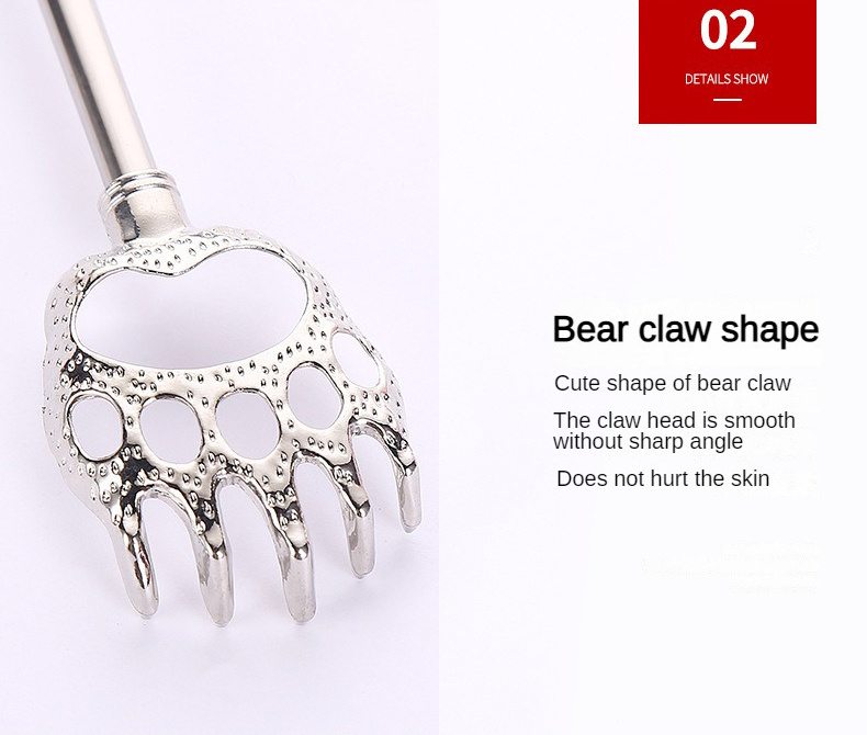 Portable Extendable Telescopic Bear Claws Metal Back Scratchers/Hand Massager/Backslap with Rubber Handles