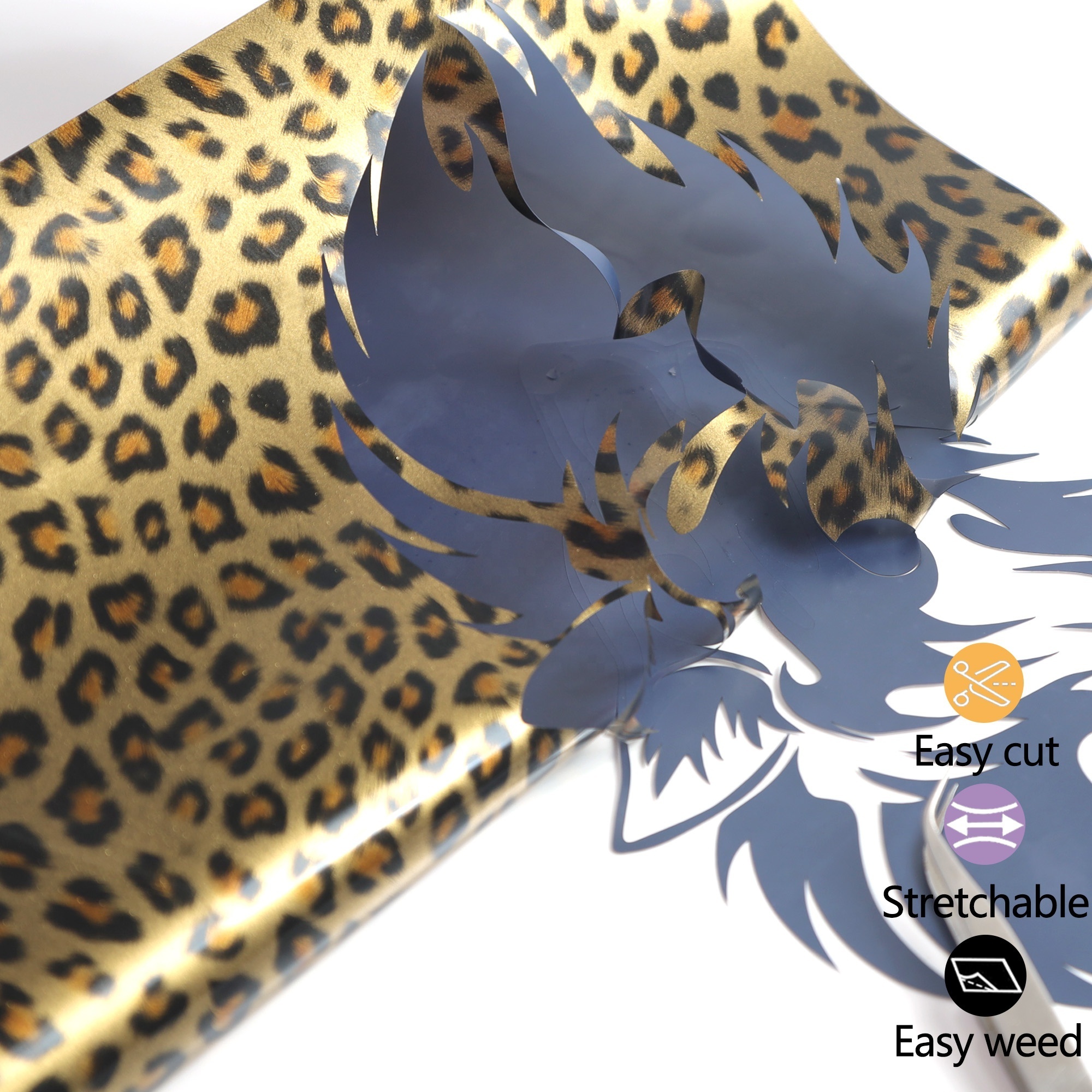 PU Leopard guagnyintong htv cheap print easy weed and cut heat vinyl best heat transfer paper material htv on vinil bag