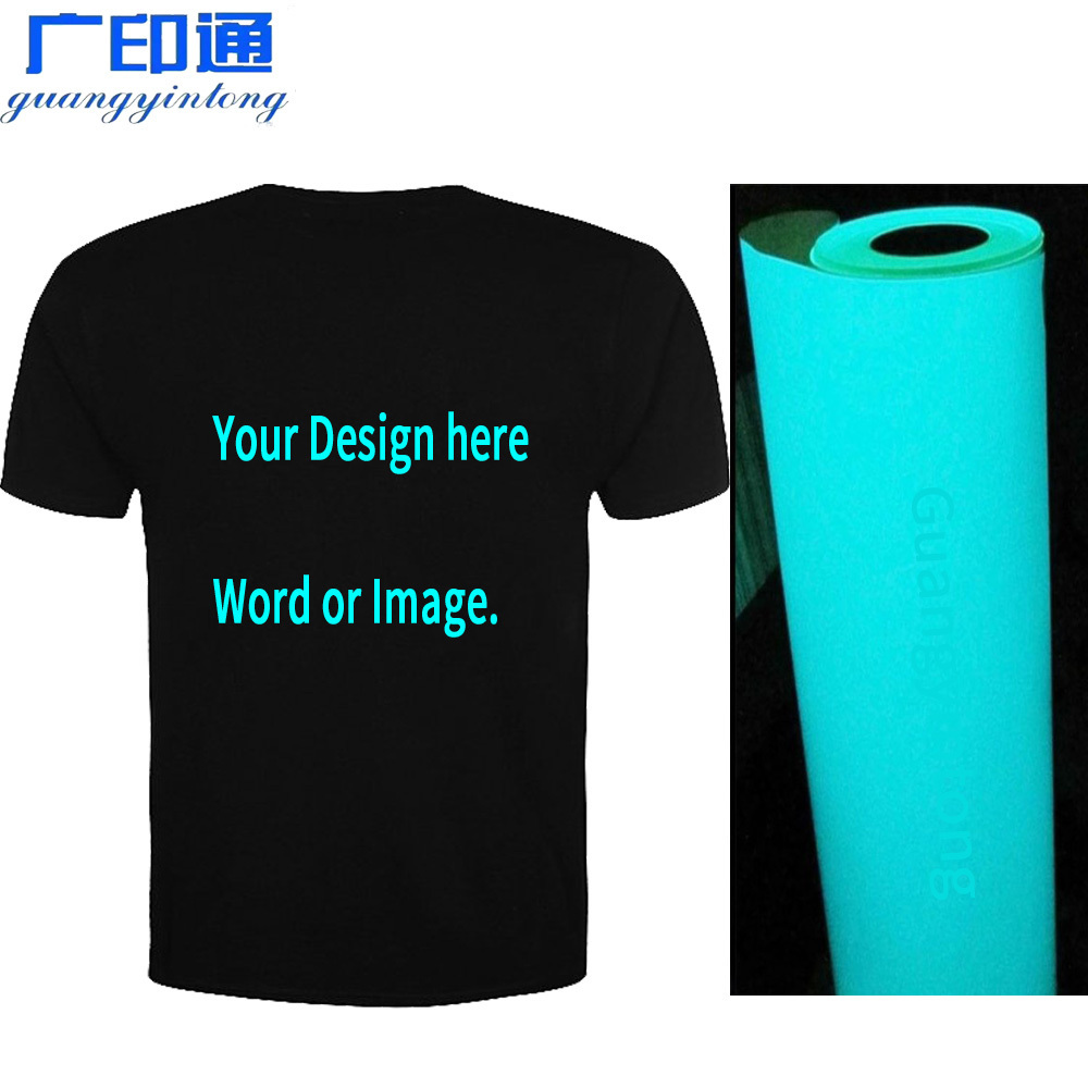 Guangyintong Glow In Dark Vinyl Transfer Film Vinyl Glow In The Dark Pu Heat Transfer Vinyl Roll For Tshirt Vinilo Textil Flex