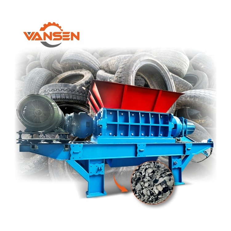 automatic double shaft scrap rubber tire truck tyre recycling shredder machine with shredder