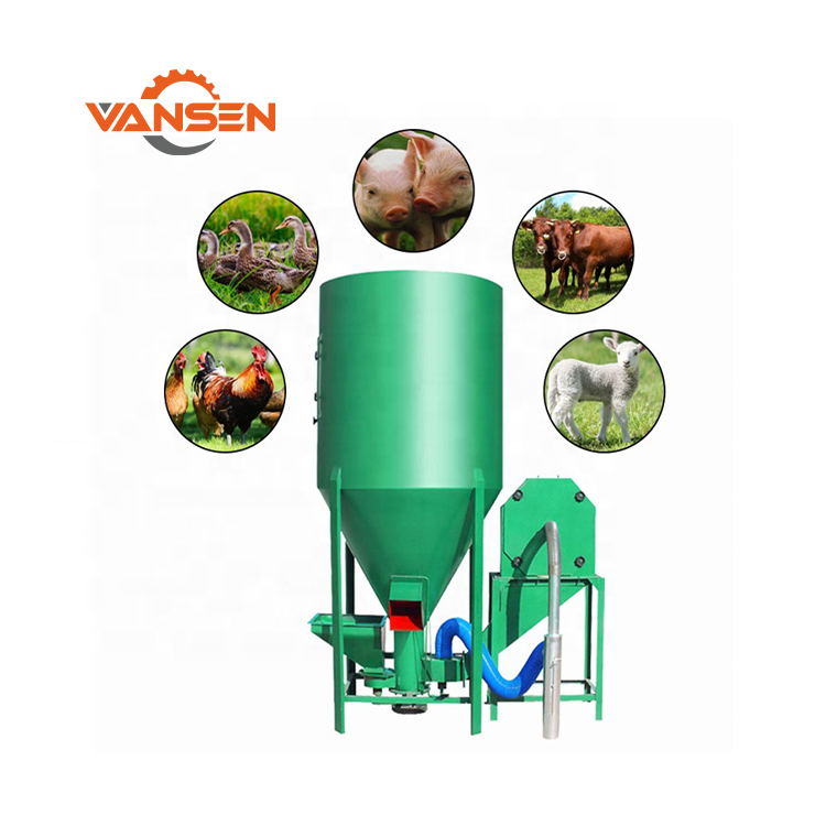 Farm use small animal poultry chickens ducks geese cattle sheep pigs vertical feed grinder and mixer machinery for kenya