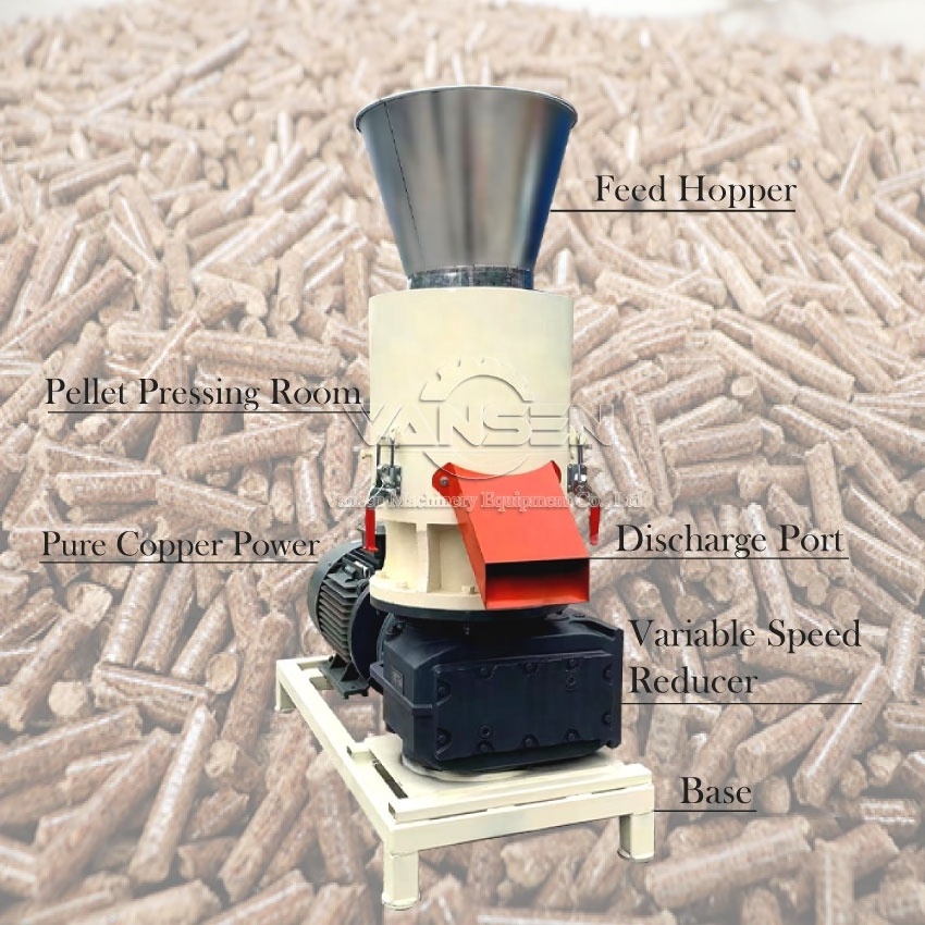 hot sale 600-800kg/h flat die alfalfa arass diesel engine wood pellet making machine for fire pelets