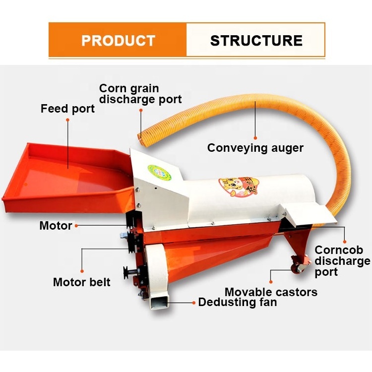 Small mini manual mobile electric sweet dry corn maize threshing thresher sheller machine