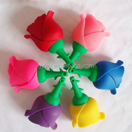 Factory price USB 2.0 4GB 8GB 16GB 32GB 64GB flower shape silicon rose PVC USB flash drive