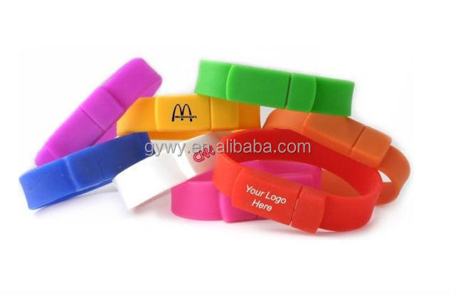 Factory direct selling in China PVC Silicon Wristband Bracelet 64GB USB Flash Drive