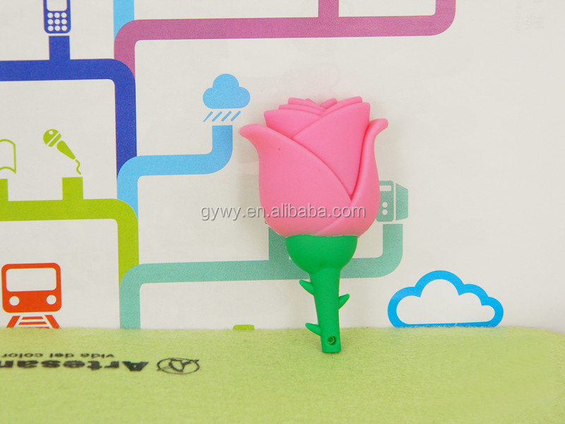 Factory price USB 2.0 4GB 8GB 16GB 32GB 64GB flower shape silicon rose PVC USB flash drive