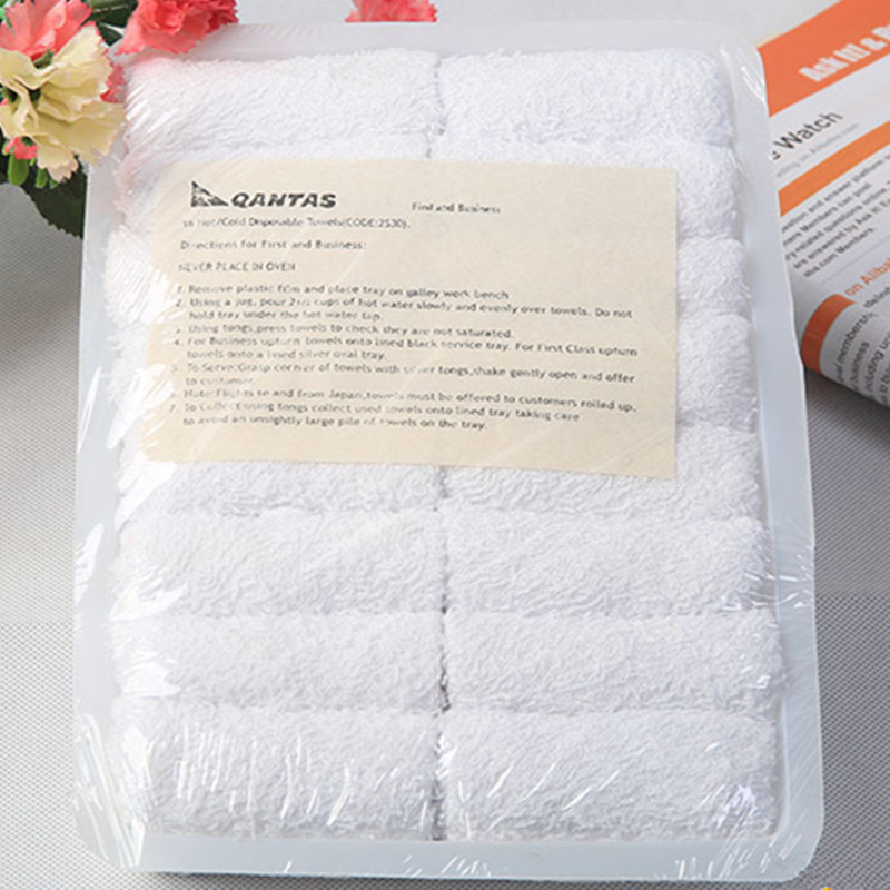 Economy 16pcs tray airline 100% terry cotton hot towel scented