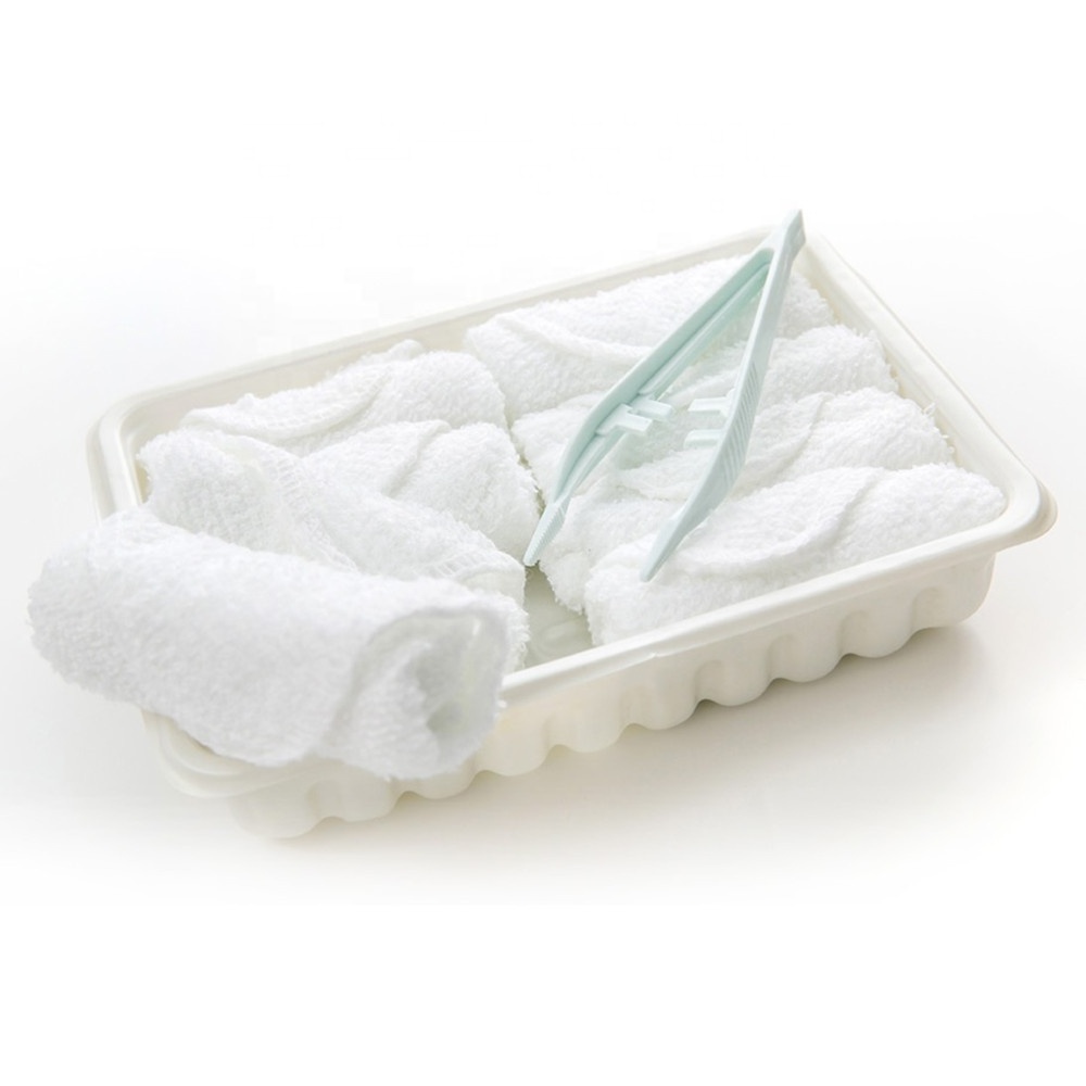 Economy 16pcs tray airline 100% terry cotton hot towel scented