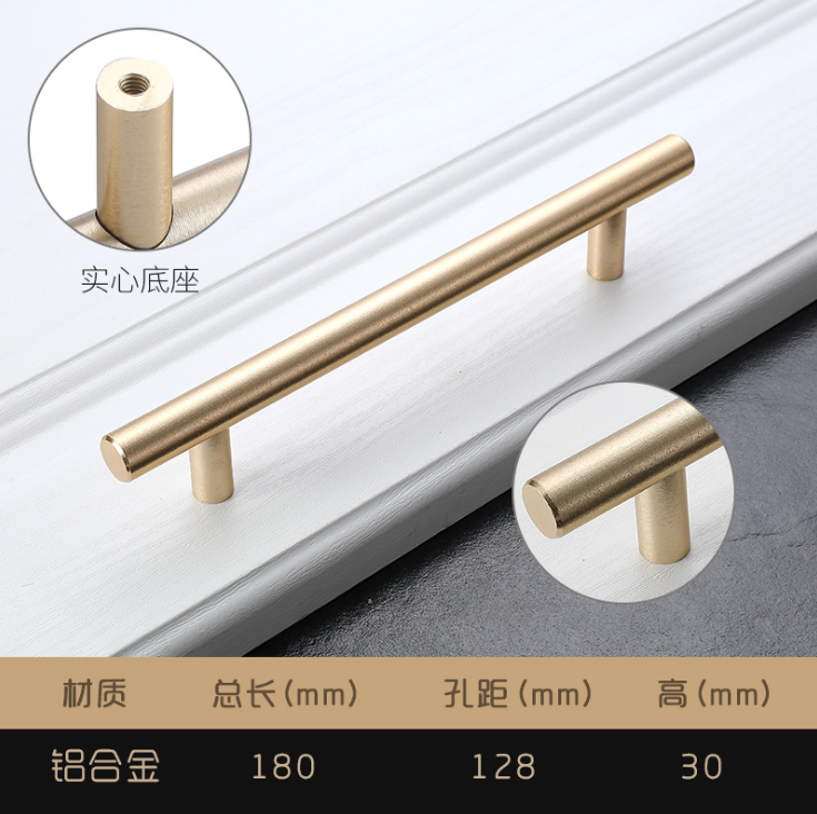 Solid Metal Hardware Furniture Kitchen Door Pull Handle Matt Black Gold Knob t Bar Kitchen Cabinet Pulls