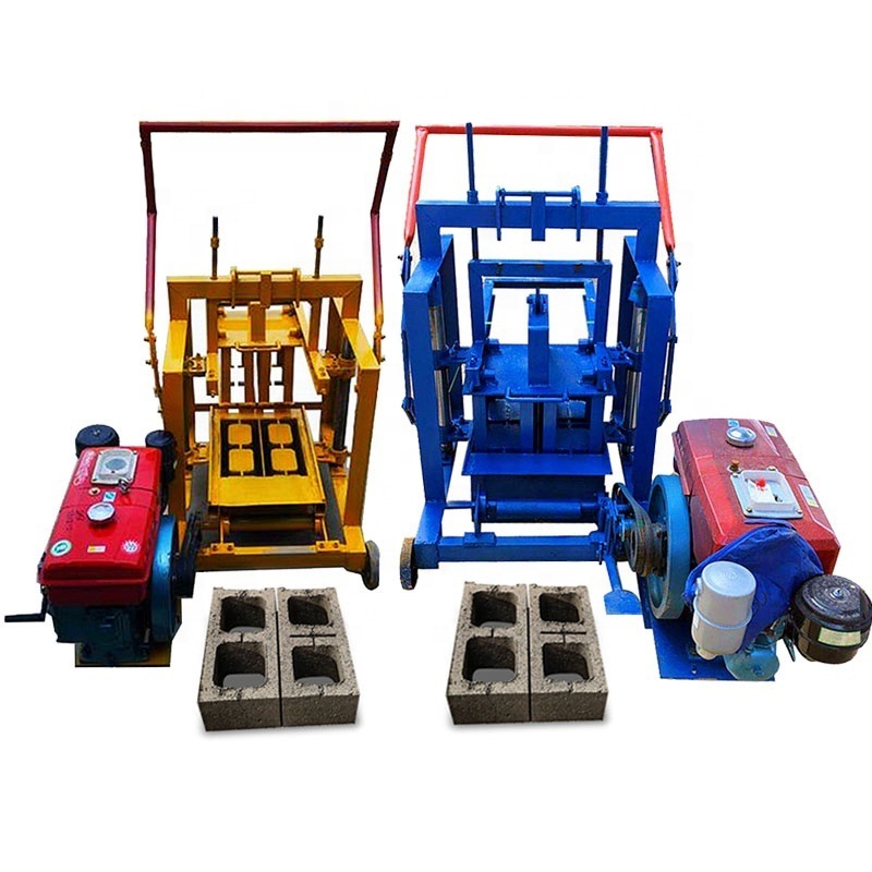 Hand press 2 blocks diesel mobile  brick making machine Xinda Hollow solid pavement cement concrete for sale