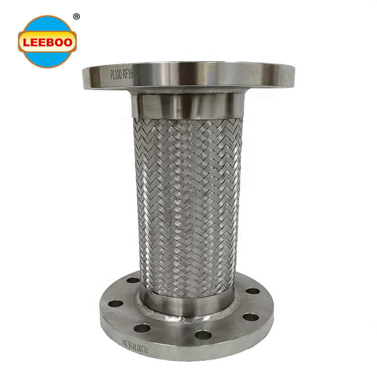 Leeboo ss304 flange stainless steel metal corrugated hose pipe high low temp heavy duty flexible metal wire braided hose