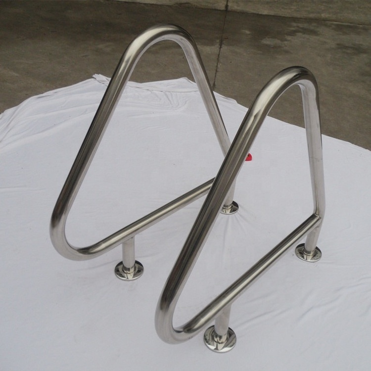 Removable anchor/flange stainless steel swimming pool stairs handrail without ladder