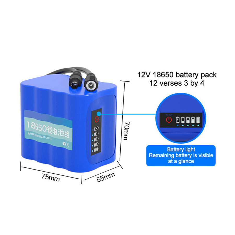 Multi-function 12V Display Large Capacity Battery Power 18650 Lithium Battery Pack For Monitoring Outdoor Audio