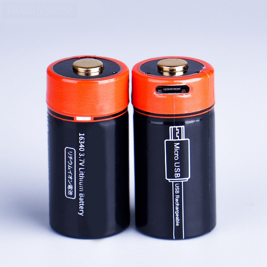 Wholesale 16340 Lithium-ion Battery 650 mAh 3.7V CRC123A USB Rechargeable Battery for Outdoor Activities Equipment Flashlights