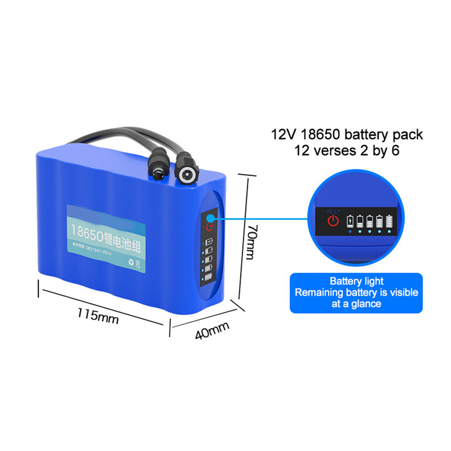 Multi-function 12V Display Large Capacity Battery Power 18650 Lithium Battery Pack For Monitoring Outdoor Audio