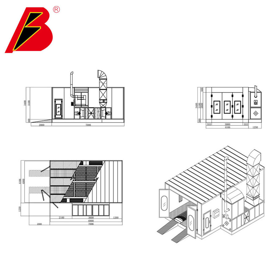 Car paint booth China spray booth T8000 CE standard