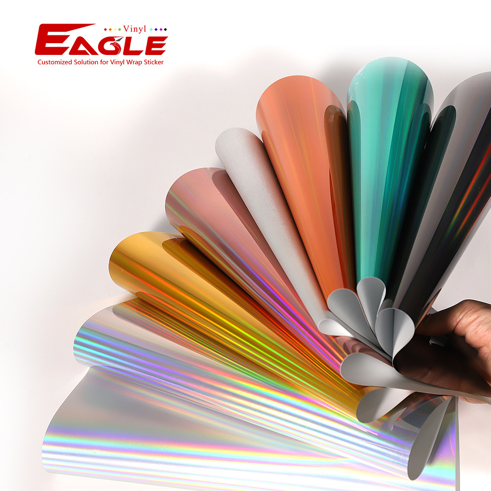 Color Cutting Vinyl Brushed Holographic Glossy film/pvc sticker vinyl sticker paper roll, self adhesive vinyl film