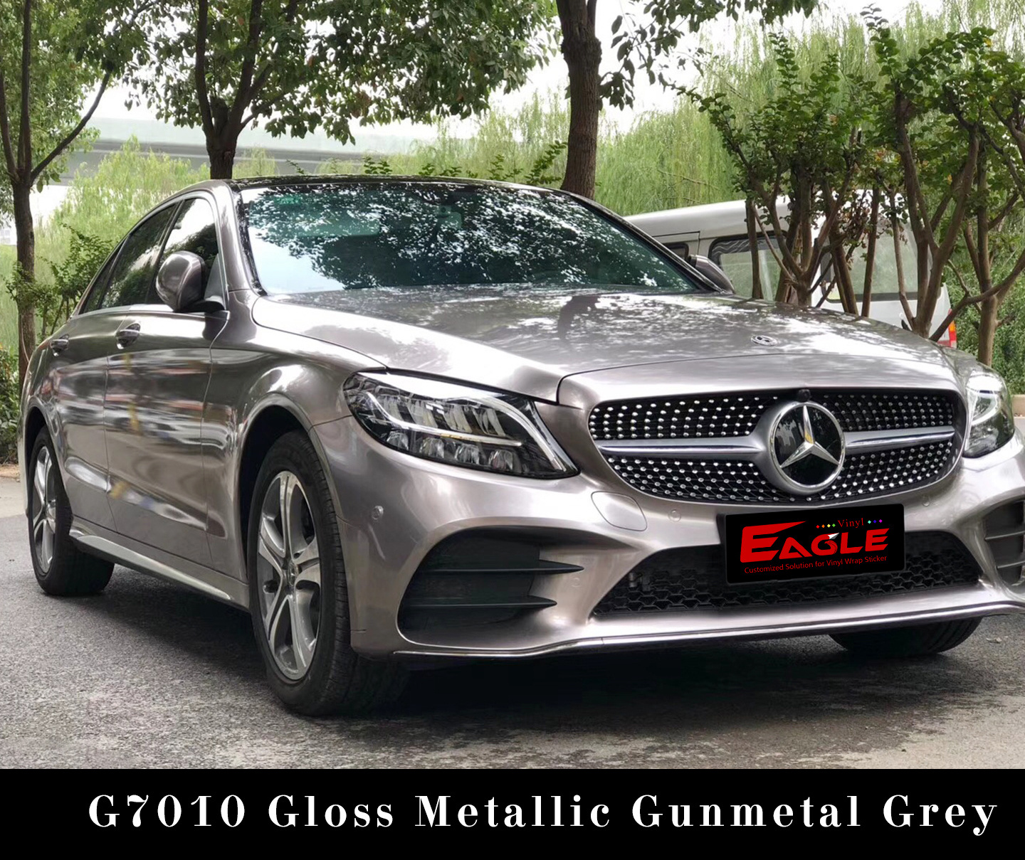 Eagle 1.52*18m Air Release Automotive Vinyl Adhesive Wrap Glossy Metallic Grey Car Wrap