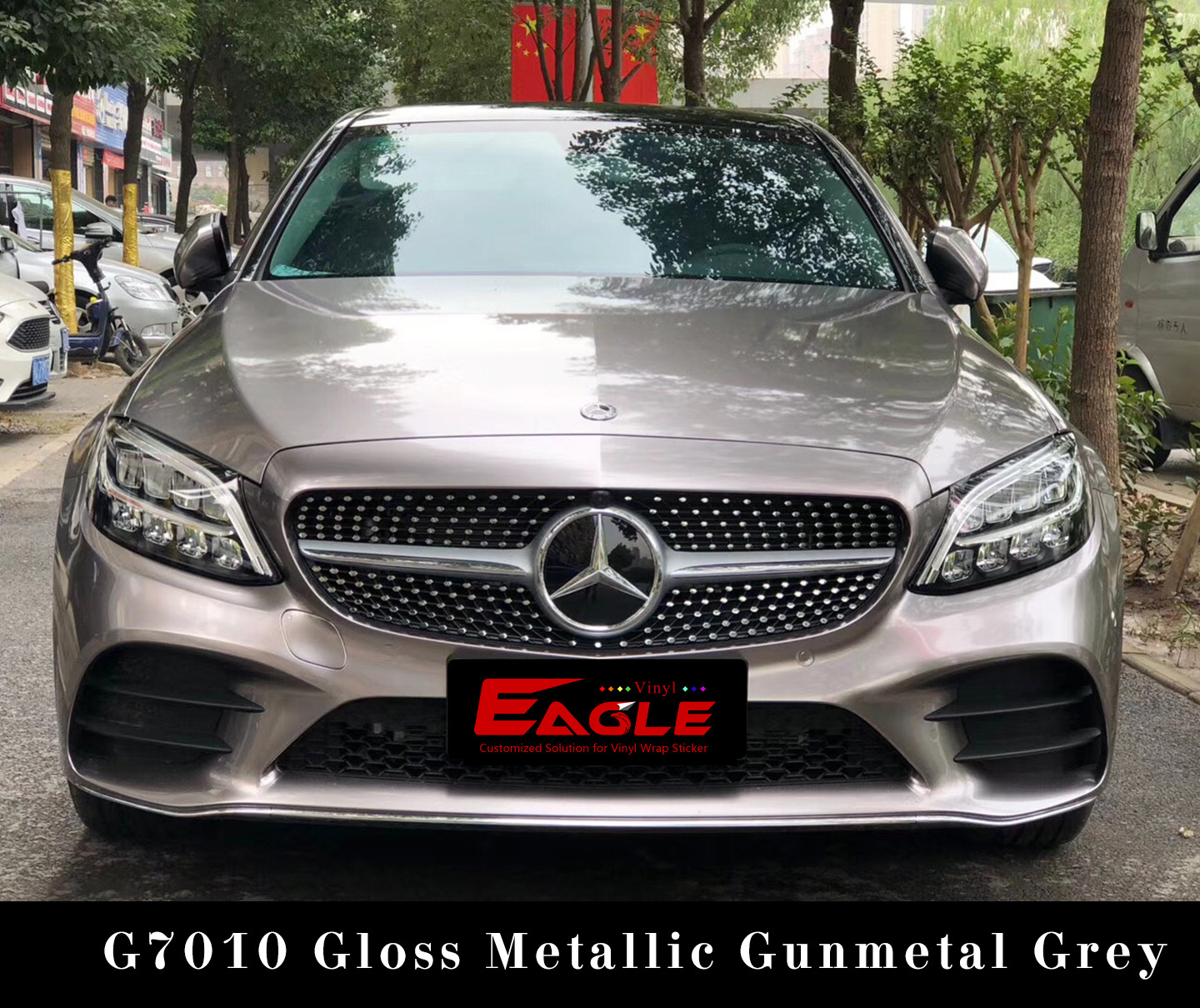 Eagle 1.52*18m Air Release Automotive Vinyl Adhesive Wrap Glossy Metallic Grey Car Wrap