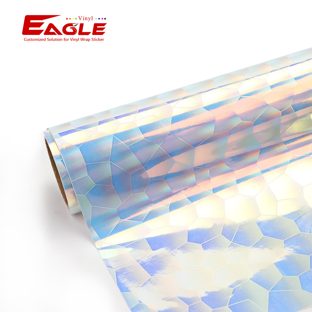 Wholesale Factory Price Waterproof Glossy Holographic Opal White DIY Self Adhesive Vinyl Rolls For Cutting Plotter