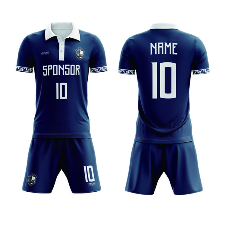 HENGYU Dark Blue Customized POLO Soccer Jersey print Quick Dry in training for men