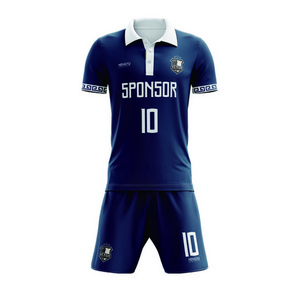 HENGYU Dark Blue Customized POLO Soccer Jersey print Quick Dry in training for men