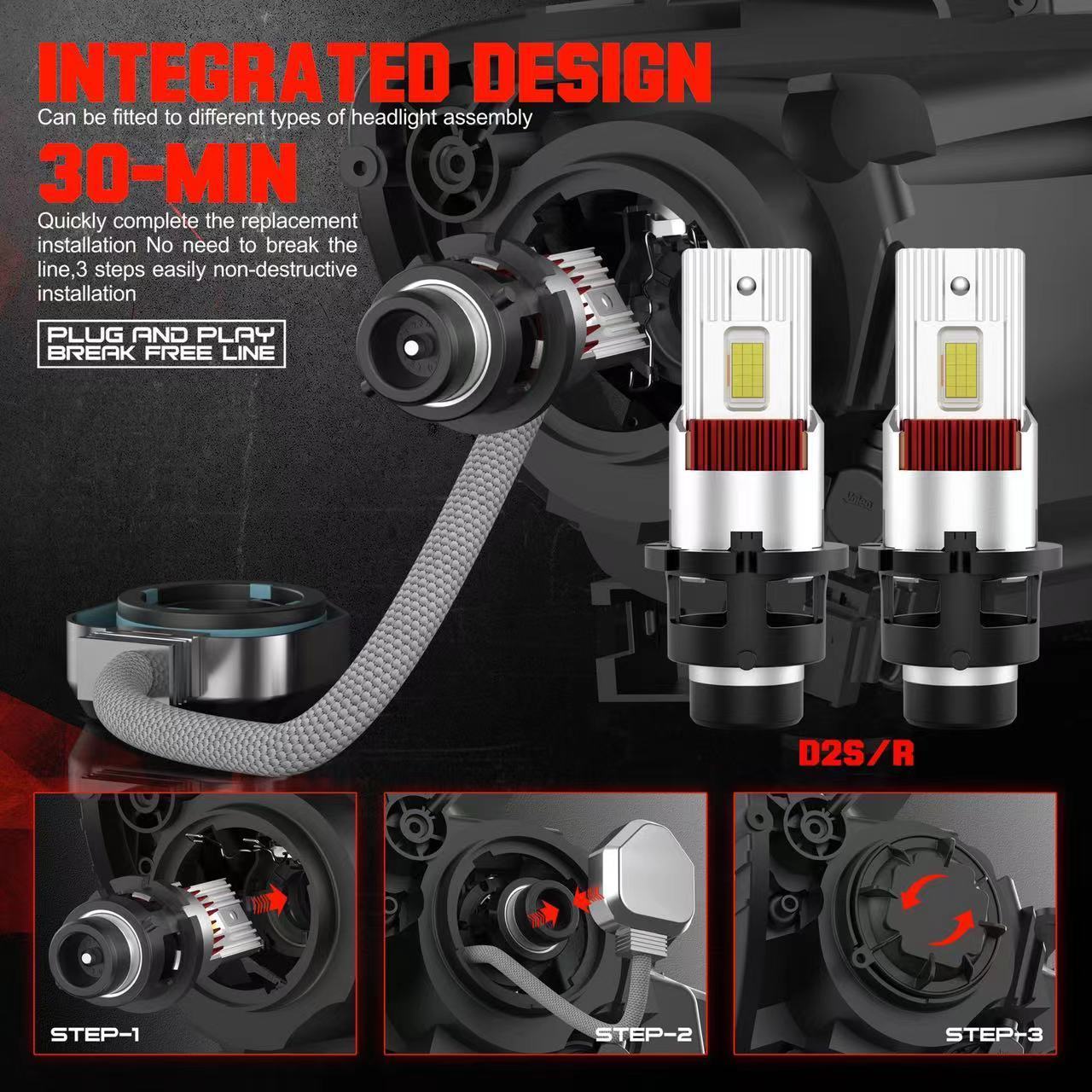 Plug and Play LED bulb Canbus Error Free new 110W d series xenon to led conversion kit d4s led headlights d2r d4r d2s led bulb