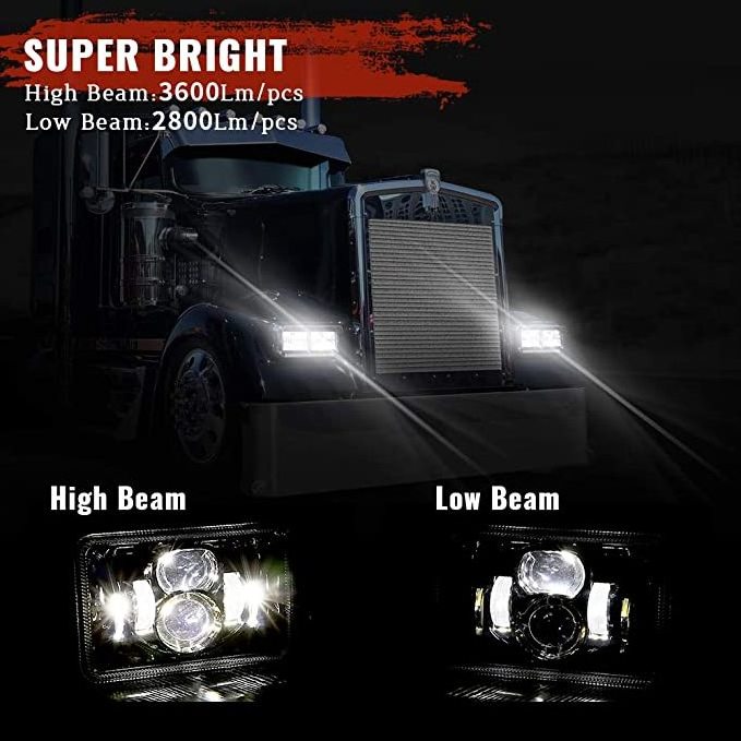 2022 New Hi/Lo Beam Headlamps Projector for trucks H4651 H4652 H4656 H6545 4x6 Inch Rectangular led Headlights