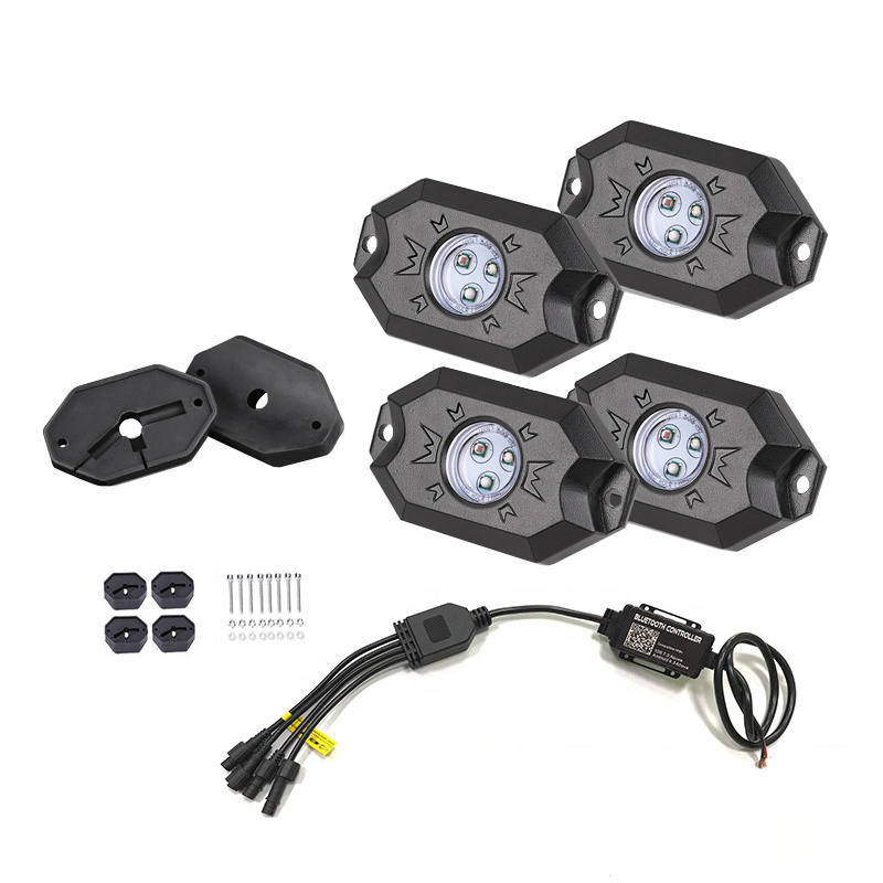 Hot Selling RGB LED Rock Lights Underglow Car Decorative Wheel Light Waterproof For Truck UTV ATV Offroad Boat