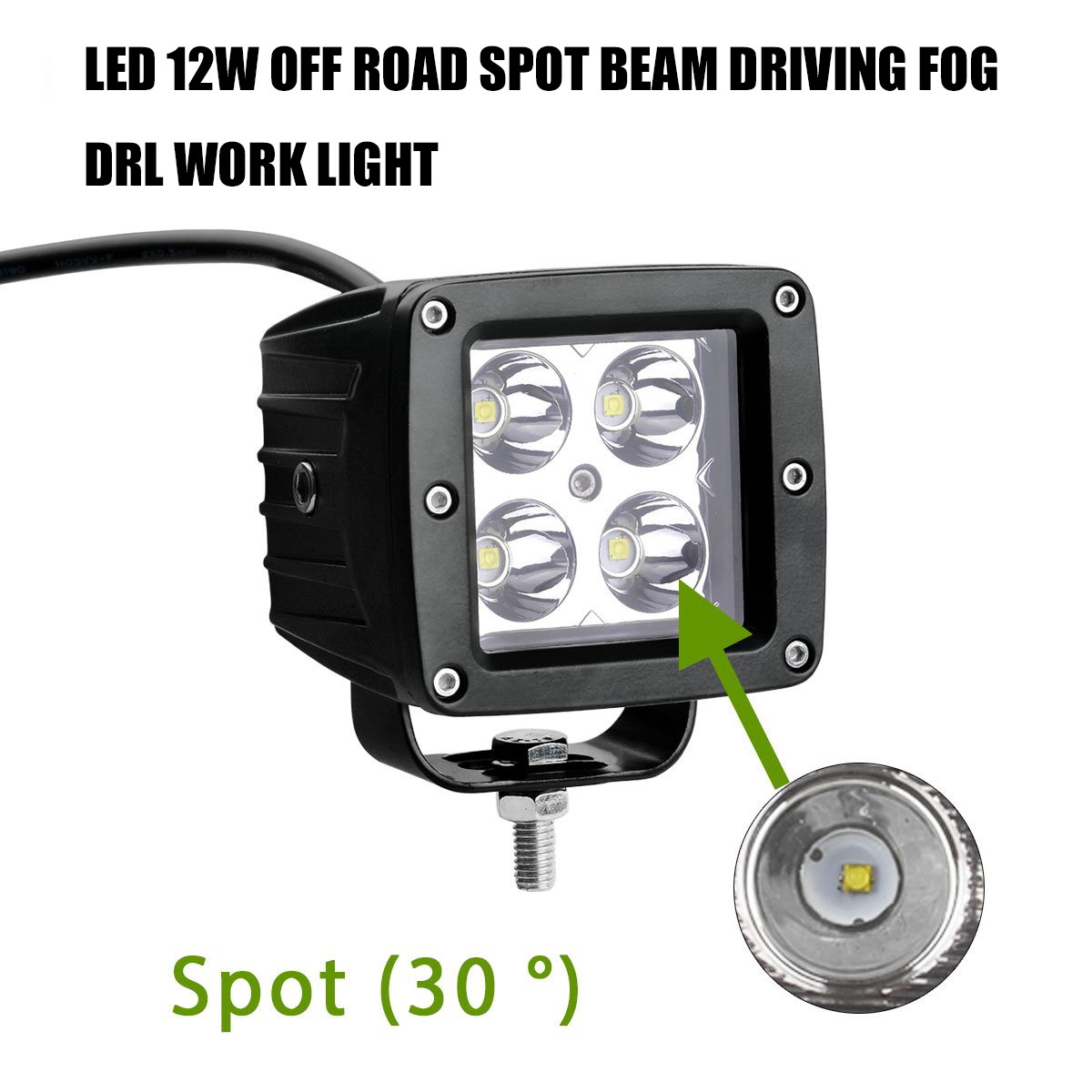 3 inch 12W Led Pods Square Driving Lights Spot Flood Beam Cube Fog Lamp LED Work Light Bar Waterproof Lighting