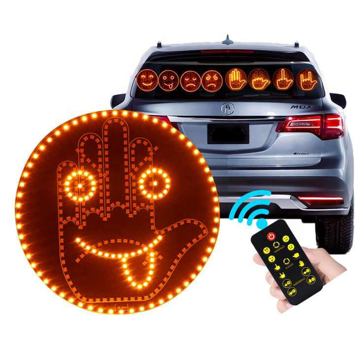 Factory Wholesale LED Funny  Smiley Face  gesture light Rear Window Multifunctional   Emoticon ambient  Light