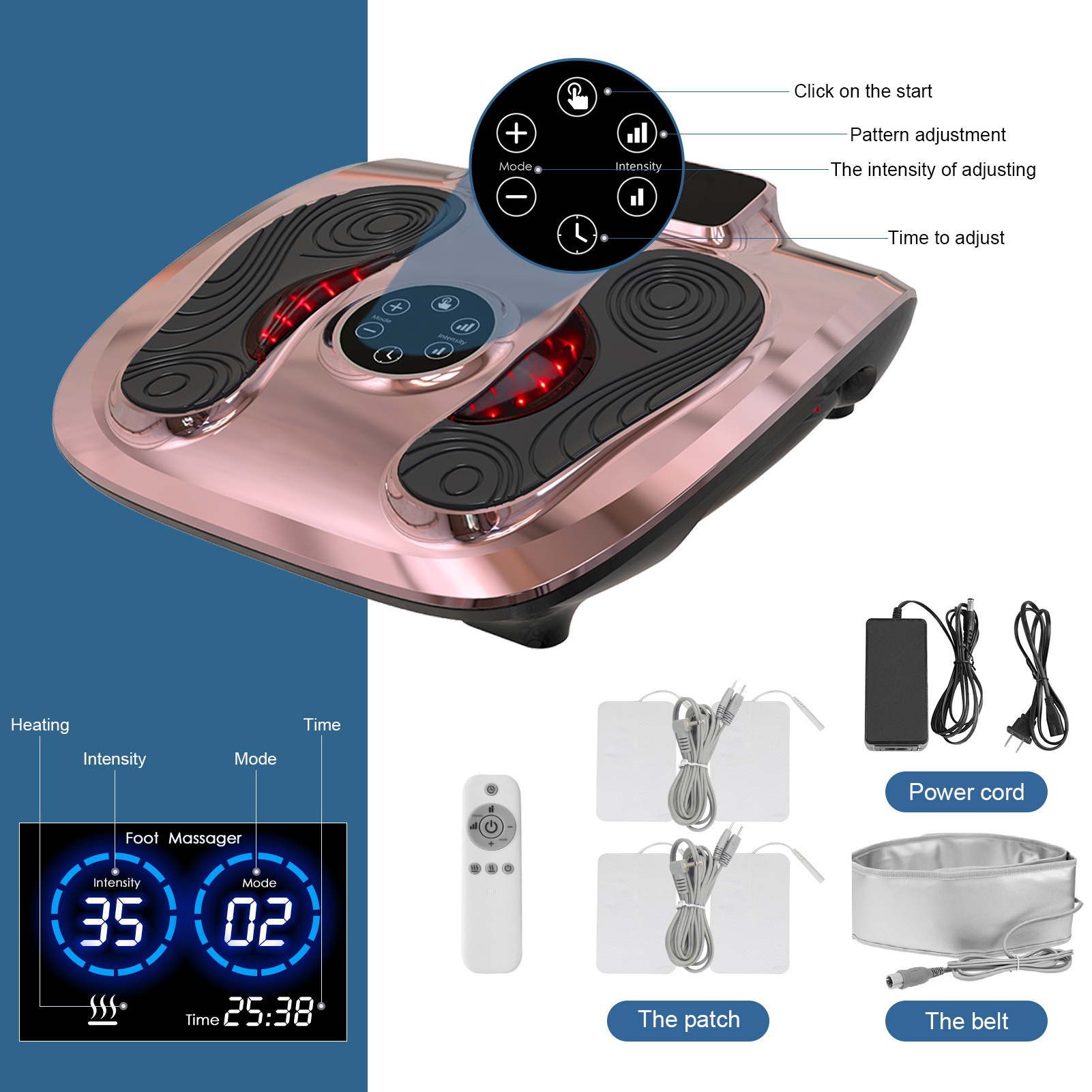 EMS Foot Massager With Health and Tens Function Waist Belt Foot Massager With Remote Control CE Certificate