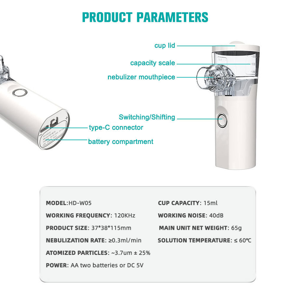 Mini Handheld Portable Inhale Nebulizer With Rechargeable Battery For Adults And Kids