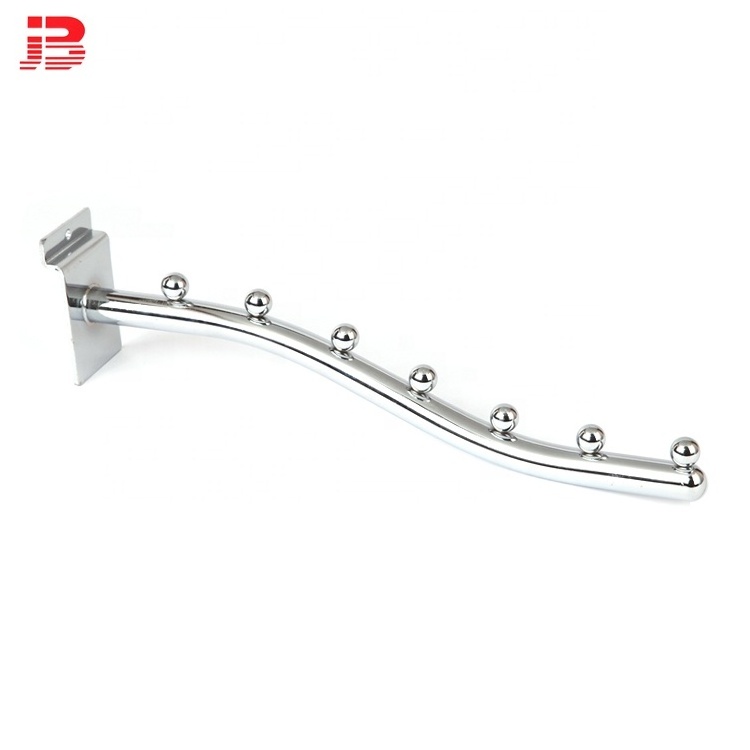 Chrome Metal Slatwall accessory and slatboard S Hook With Balls Clothes Hanger Hook for Slatwall Panel