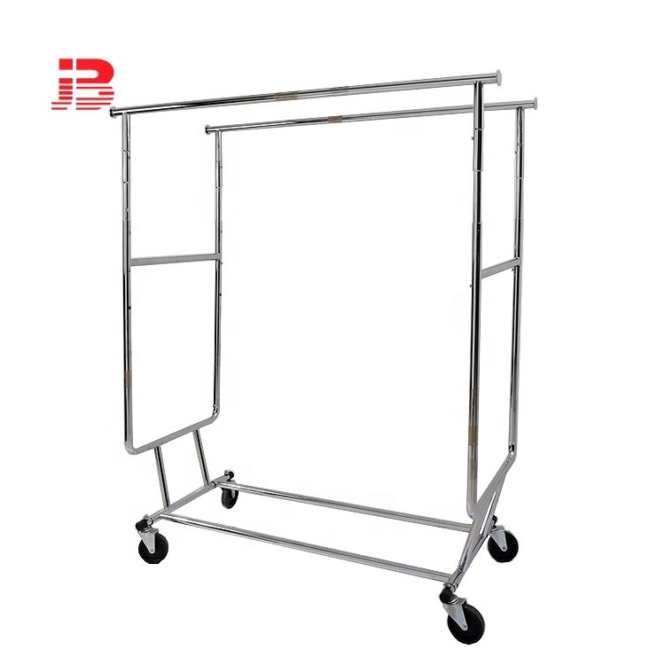 Spinning Double Rail Clothing Garment Rack with Wheels