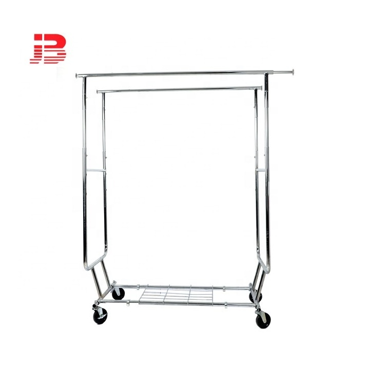 Spinning Double Rail Clothing Garment Rack with Wheels