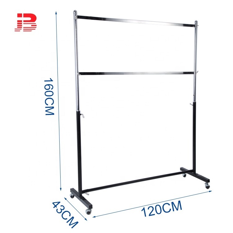 JINBIN Metal Double Bar Hanging Clothes Display Rack