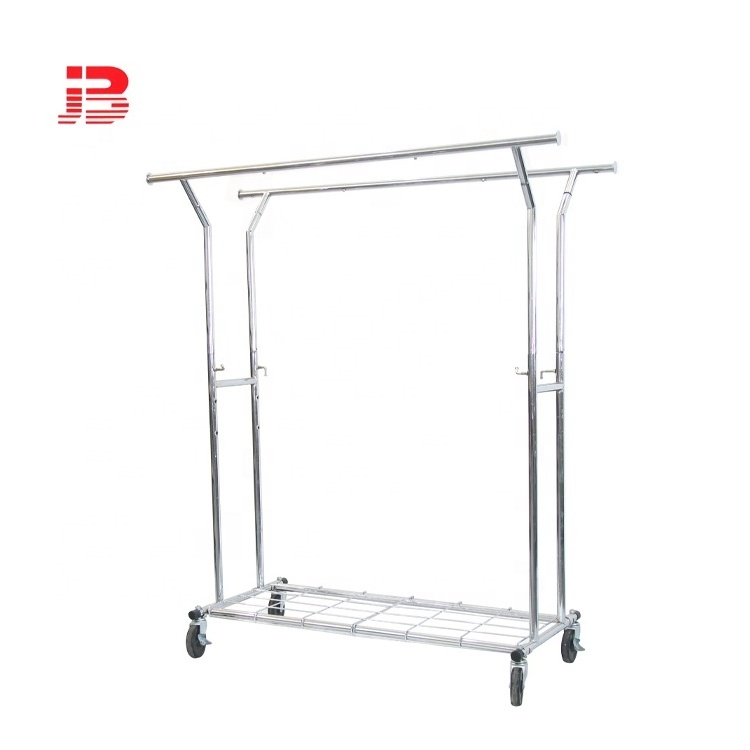 Metal Hanger Folding Clothes Drying Rack Shop Clothes Display Rack