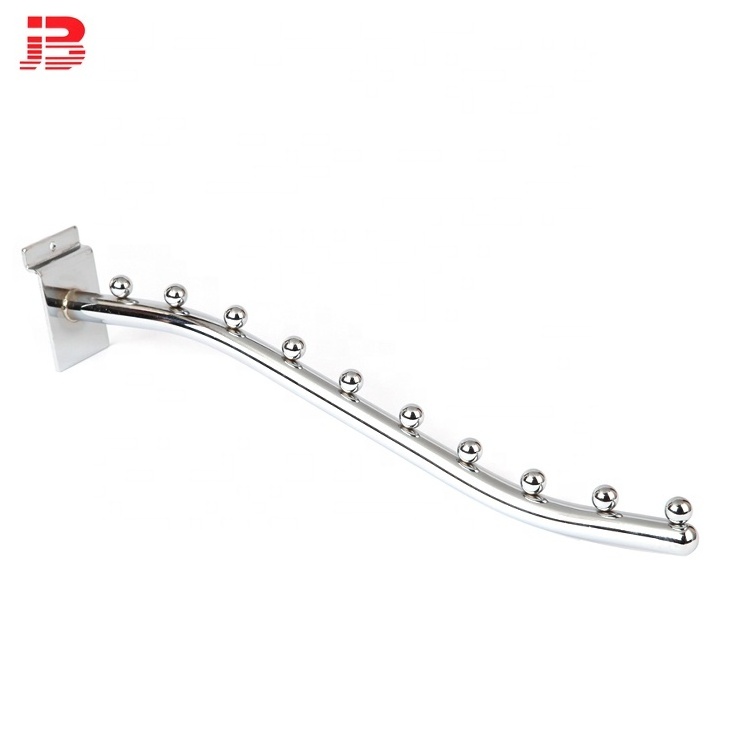 Chrome Metal Slatwall accessory and slatboard S Hook With Balls Clothes Hanger Hook for Slatwall Panel