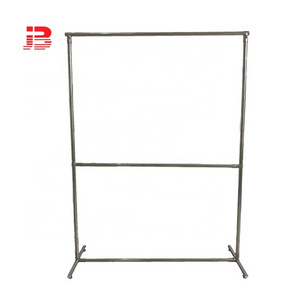 chrome metal clothes display rack/  floor-standing metal wall hanging drying rack