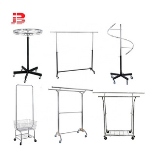 Clothing Store Metal Clothing Garment Rack/ Movable Clothes Hanger Display Rack