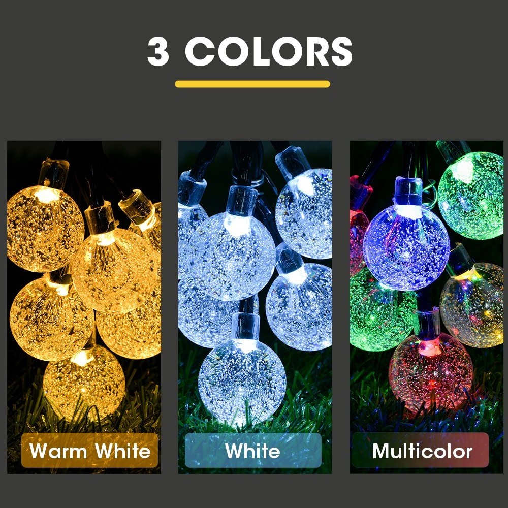 8 Modes Solar Light Crystal ball 5M/7M/9.5M/12M/ LED String Lights Fairy Lights Garlands For Christmas Party Outdoor Decoration