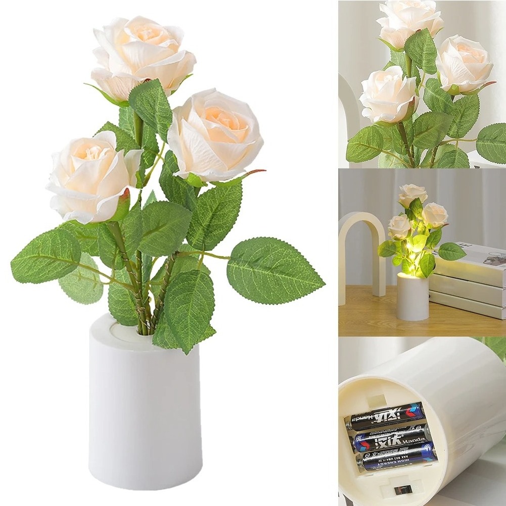 LED Simulated Flower Light Rose Atmosphere Night Light Home Decoration Rose Night Light Flowerpot Potted Plant Table Decoration