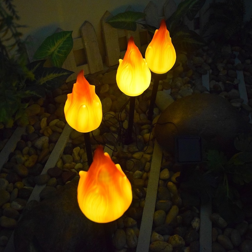 Solar Flame lamp outdoor Torch Flickering Light Waterproof Garden Decoration Outdoor Lawn Tiki Led Path Yard Patio Floor Lamp