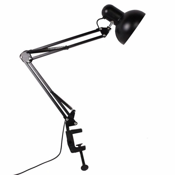 Home EU US Plug Flexible Swing Arm Clamp Mount Lamp Office Studio E27/E26 Bulb Table Black Desk Light AC85-265V Led Bulb Lamps