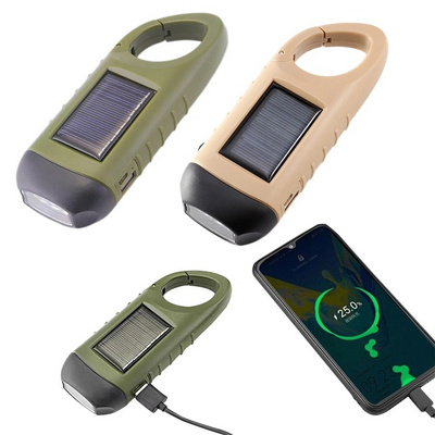 LED Solar Powered Flashlight USB Charging Hand Crank Dynamo Flashlight Survival Gear Torch Outdoor Camping Fishing Flashlight