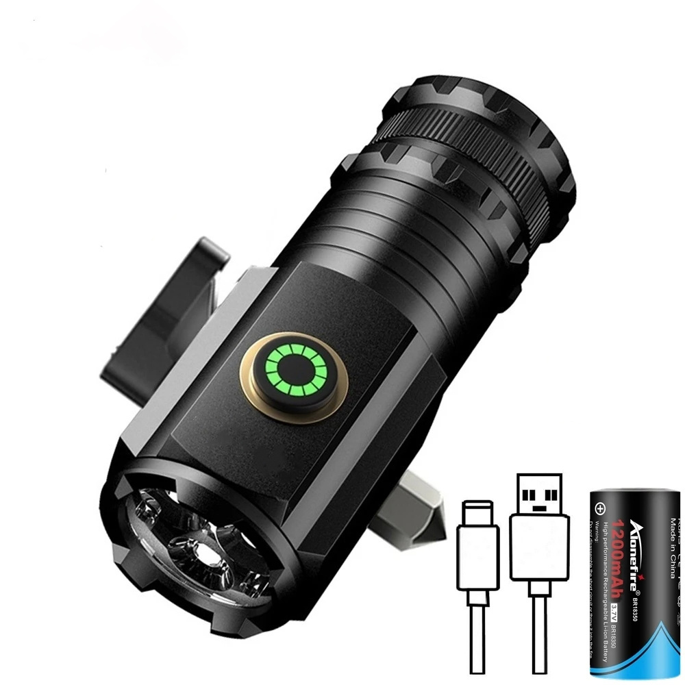 High Power Led Flashlight USB Rechargeable MINI EDC Torch Powerful Keychain Light with Magnet Emergency Camping Lantern