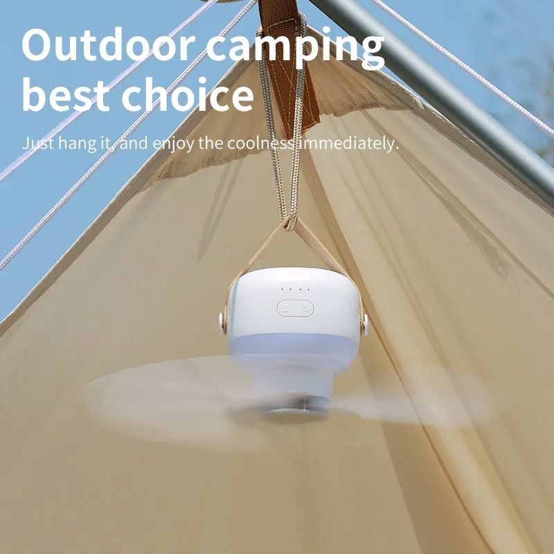 Mini USB Camping Fan Battery Operated Remote Control 4 Gears Portable LED Light Tent Hanging Ceiling Fan for Home Outdoor Bed